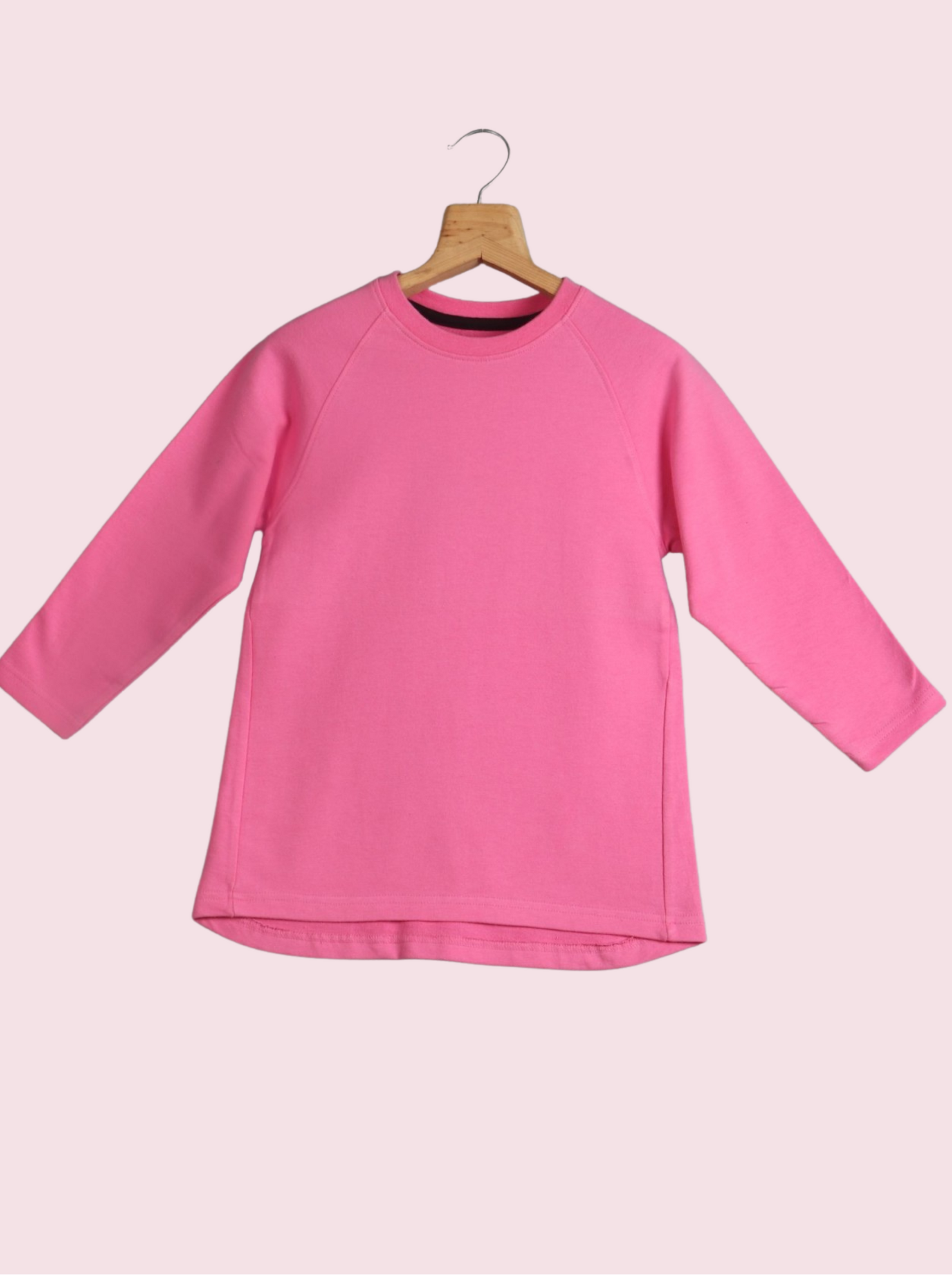 Kids Pink Full sleeve Solid Single Jersey T-Shirt
