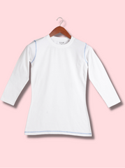 Kids White Full sleeve Solid Cotton jersey knit, Single Jersey T-Shirt