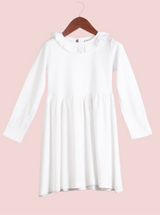 Kids White Full sleeve Solid Cotton jersey knit, Single Jersey T-Shirt