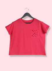 Women Pink Half sleeve  Cotton  T-Shirt