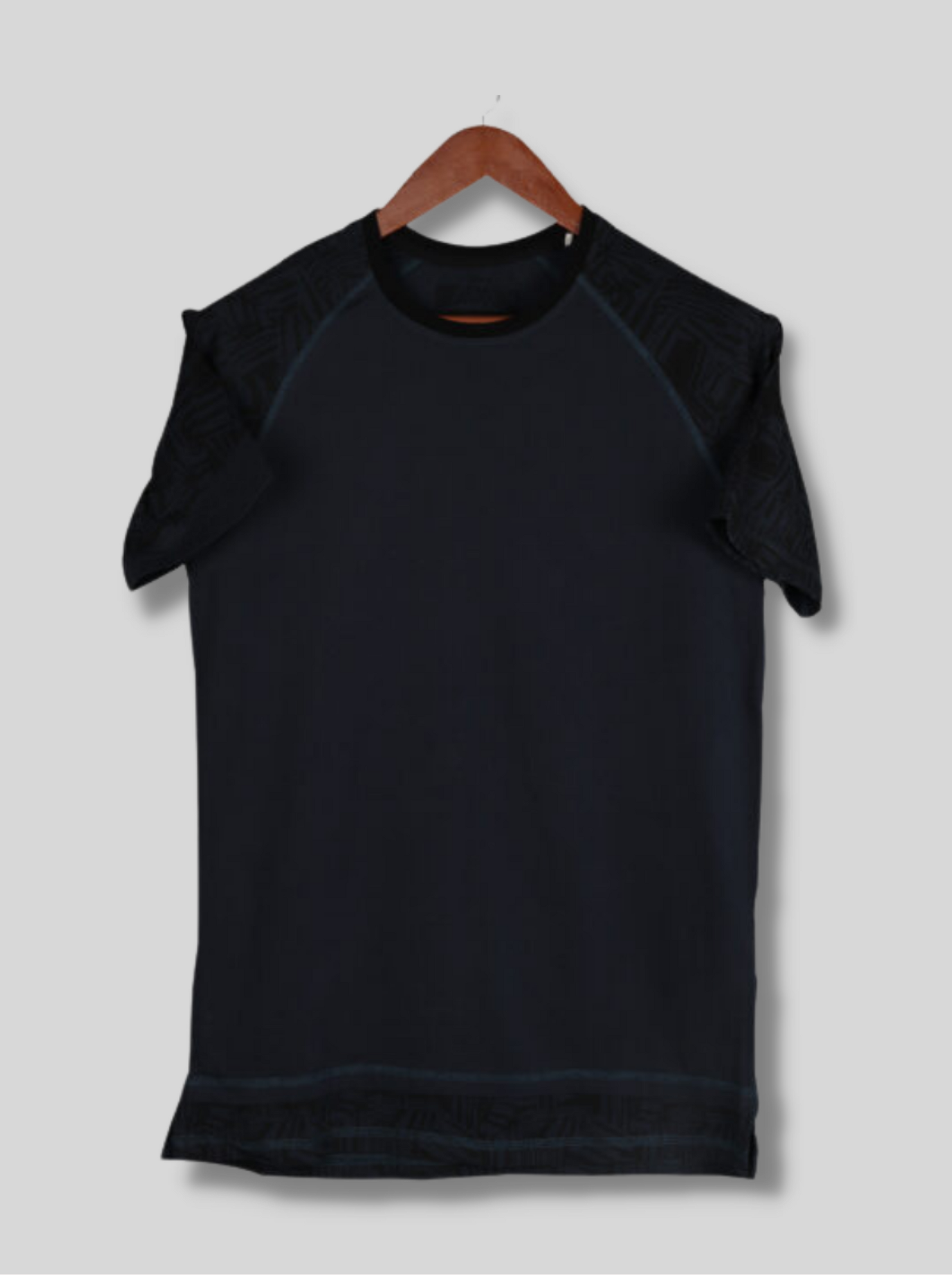 Mens Black Raglan Sleeve Solid Single Jersey T-shirt