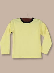 Kids Yellow Full sleeve Polka Print Cotton jersey knit, Single Jersey T-Shirt
