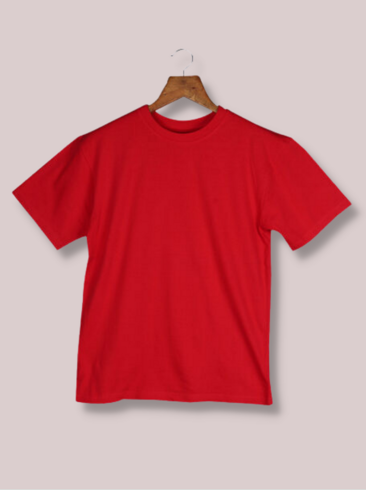 Mens Red Half sleeve Solid Single Jersey T-shirt