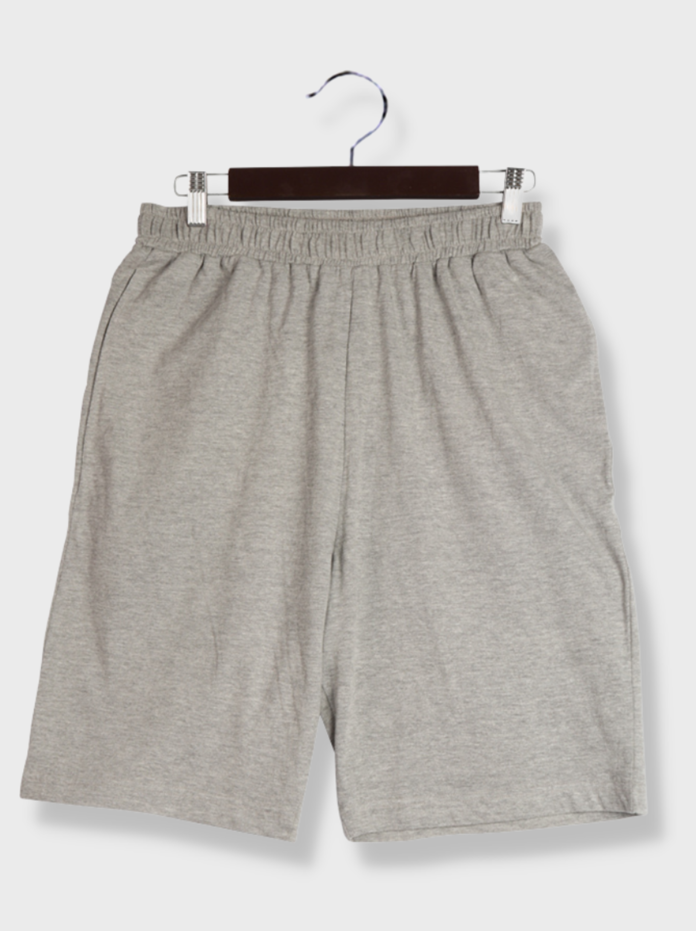 Mens Grey Solid Cotton jersey knit Shorts