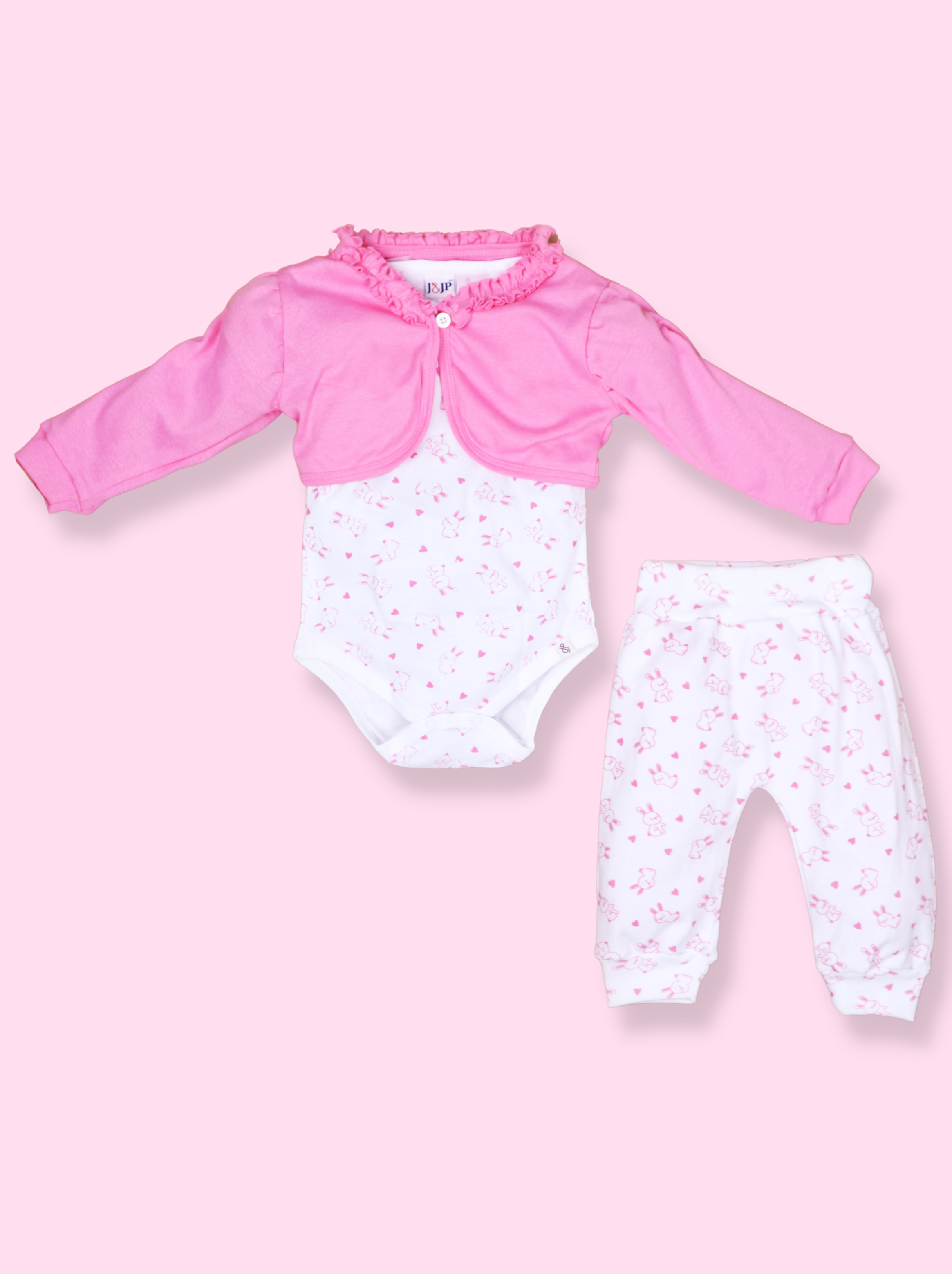 Babies Pink Pack of 3  Single Jersey Romper Set