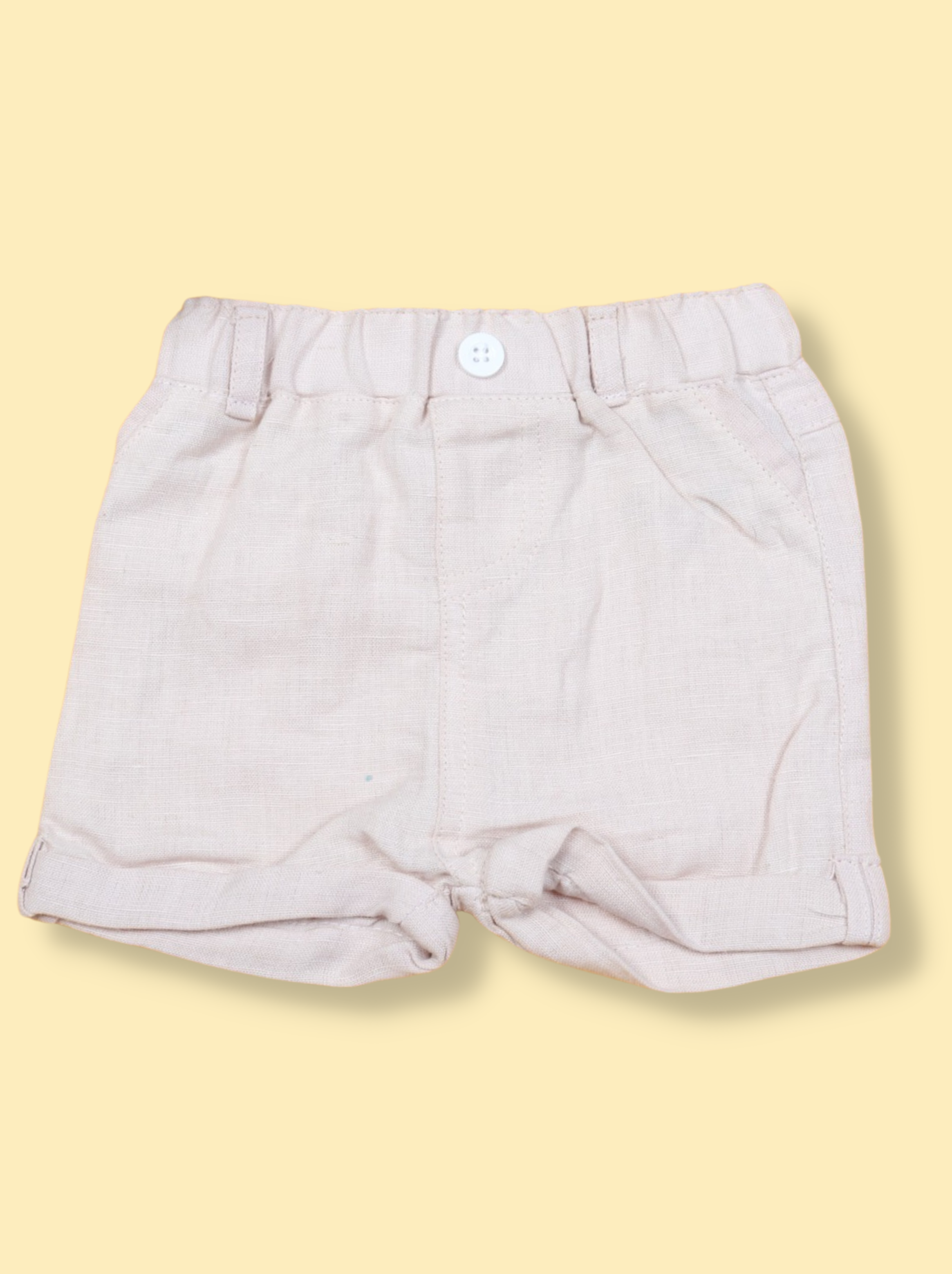 Babies Cream Solid Woven Cotton Pant