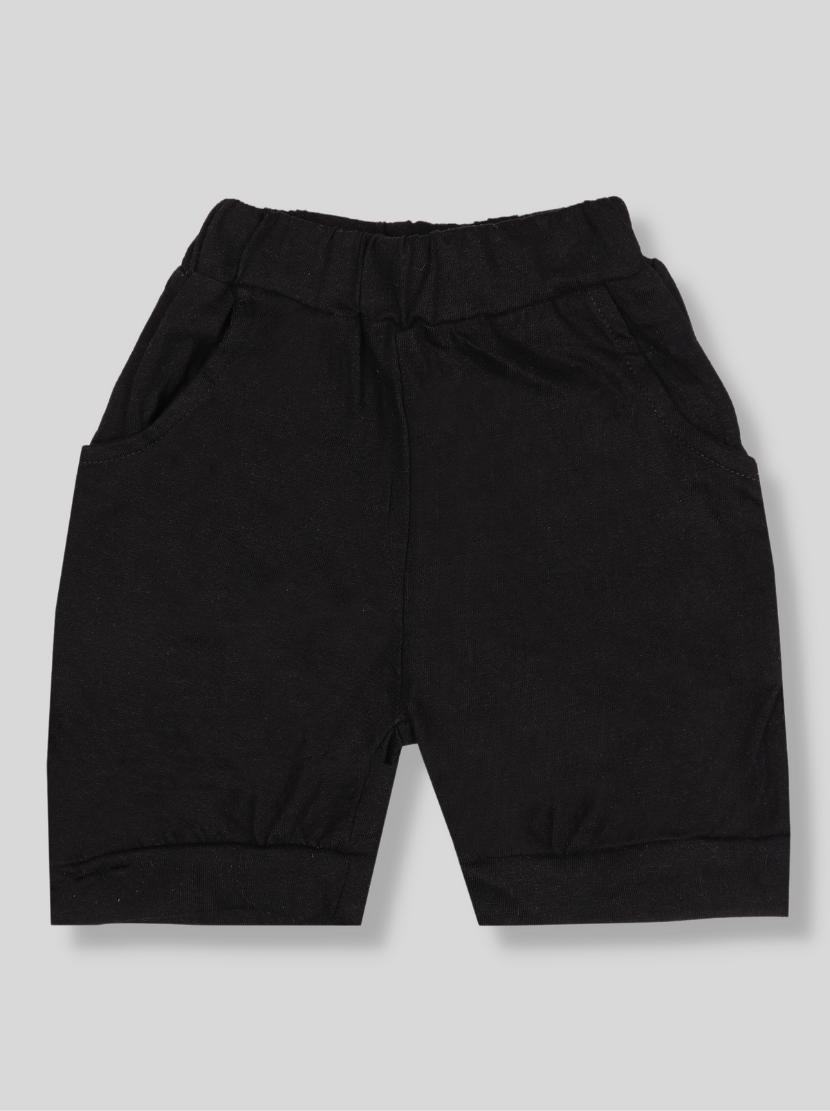 Kids Boys Black cotton Solid Shorts