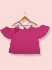 Kids Pink Cotton jersey knit, Single Jersey Solid Applique, Embroidered T-Shirt
