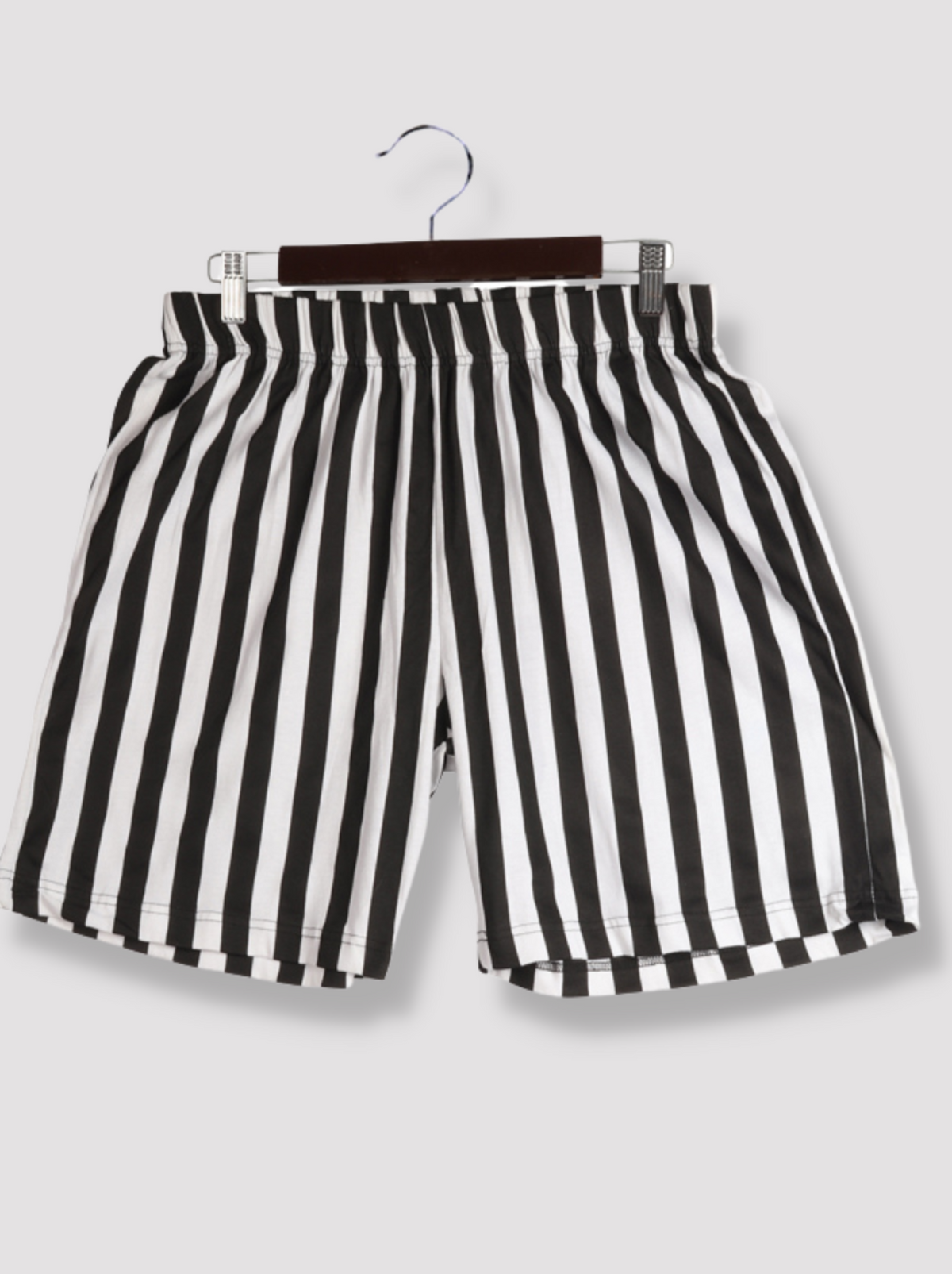 Mens Black Horizontal Stripes Single Jersey Shorts