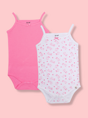 Babies Pink Sleeveless Pack of two  Single Jersey Romper