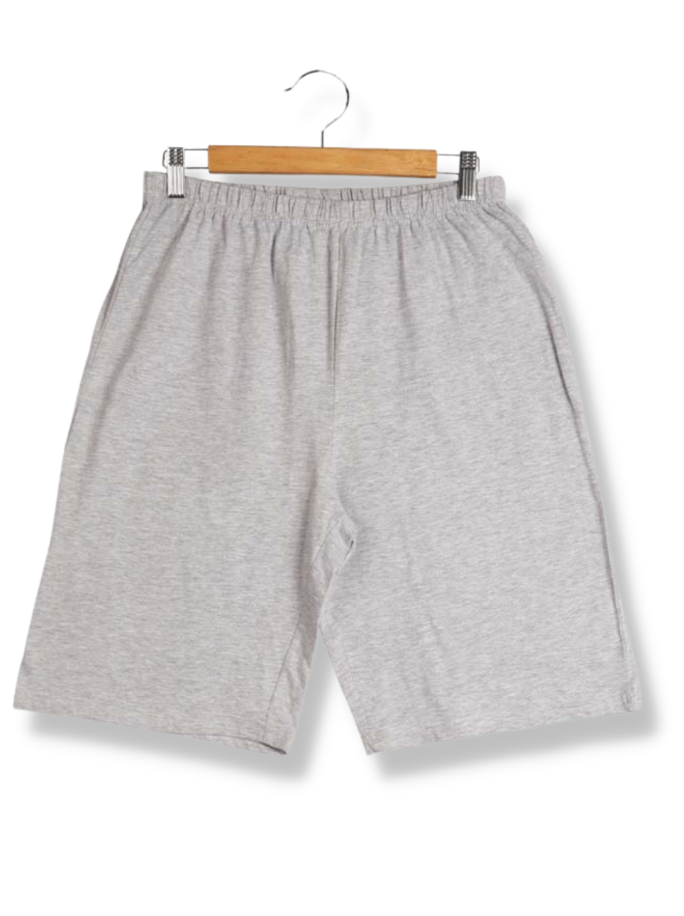 Mens Grey Solid Single Jersey Shorts