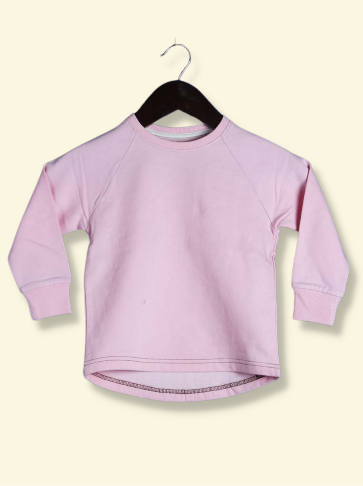 Kids Pink Raglan Sleeve Solid Loopknit T-Shirt