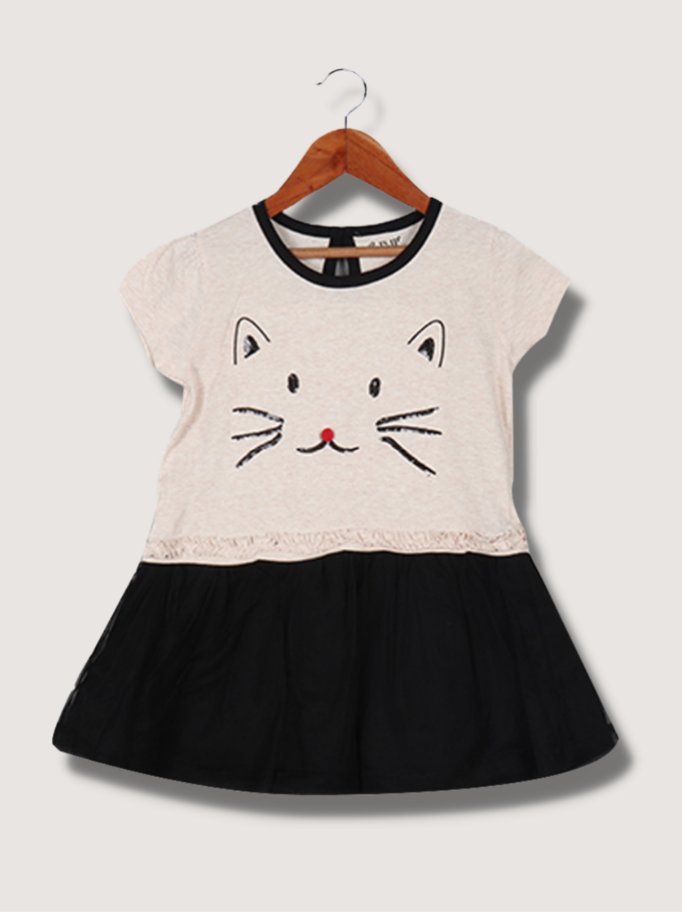 Kids Cream Puff Sleeve Embroidered Single Jersey T-Shirt