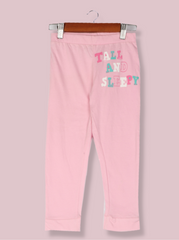 Kids Pink Cotton jersey knit Horizontal Striped Pant