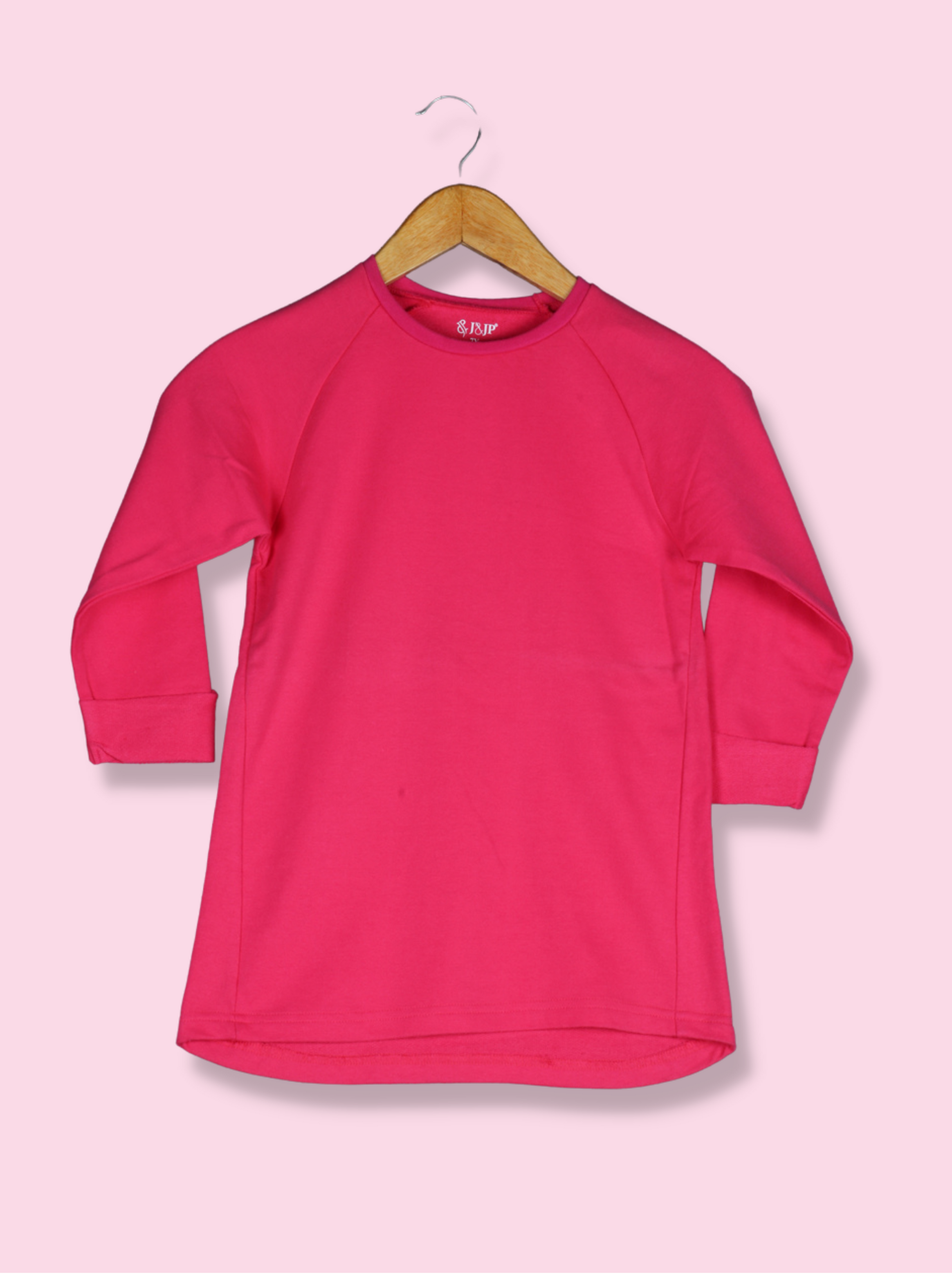 Kids Red Raglan Sleeve Solid Cotton Lycra T-Shirt