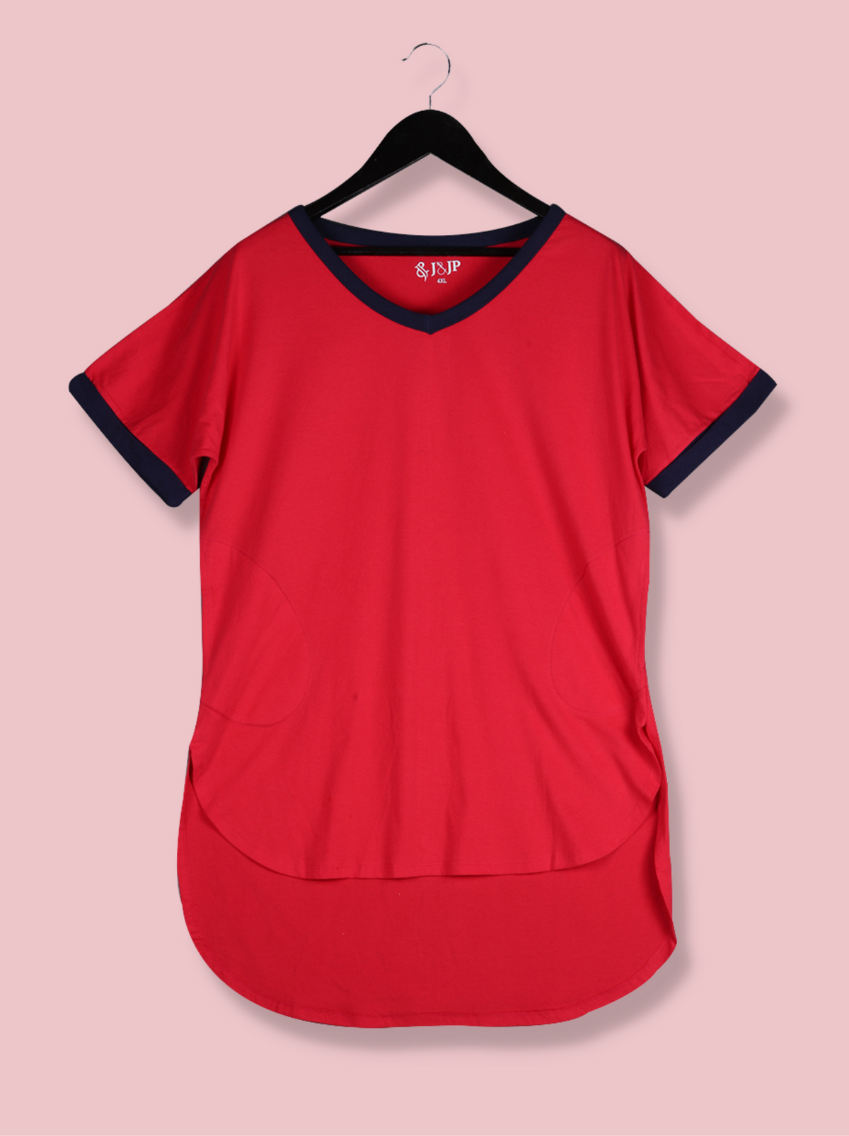 Women Red Half sleeve Solid Cotton jersey knit T-Shirt