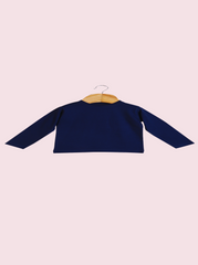 Kids Navy Full sleeve Solid Cotton jersey knit T-Shirt