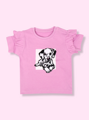 Kids Girls Pink Dog Printed Cotton Clothing set