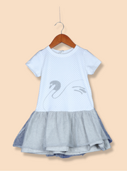 Kids Grey Half sleeve, Short Sleeve Polka Print, Printed Cotton Lycra T-Shirt