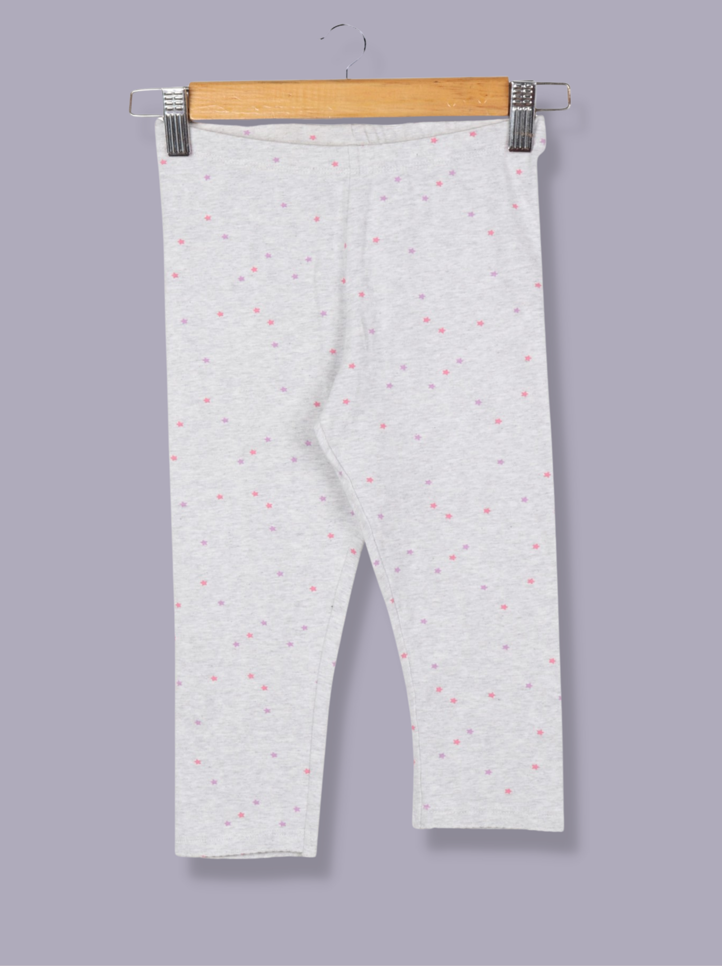 Kids Grey Cotton Elasthane, Cotton Lycra Geometric Printed Pant