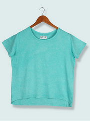 Women Turquoise Blue Half sleeve Tie &amp; Dye Cotton Dyed T-Shirt
