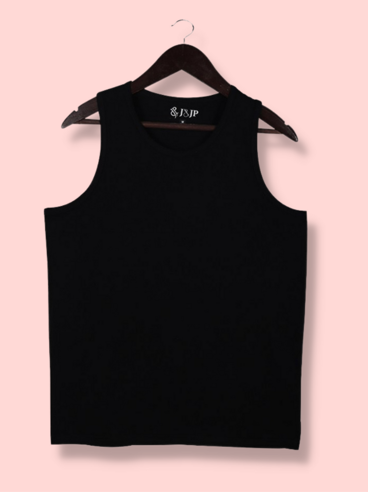Mens Black Sleeveless Solid Cotton jersey knit, Single Jersey T-shirt