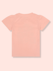 Kids Girls Orange Puff Sleeve Printed T-Shirt