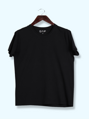 Mens Black Half sleeve Solid Single Jersey T-shirt