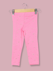 Kids Pink Cotton jersey knit Printed Pant