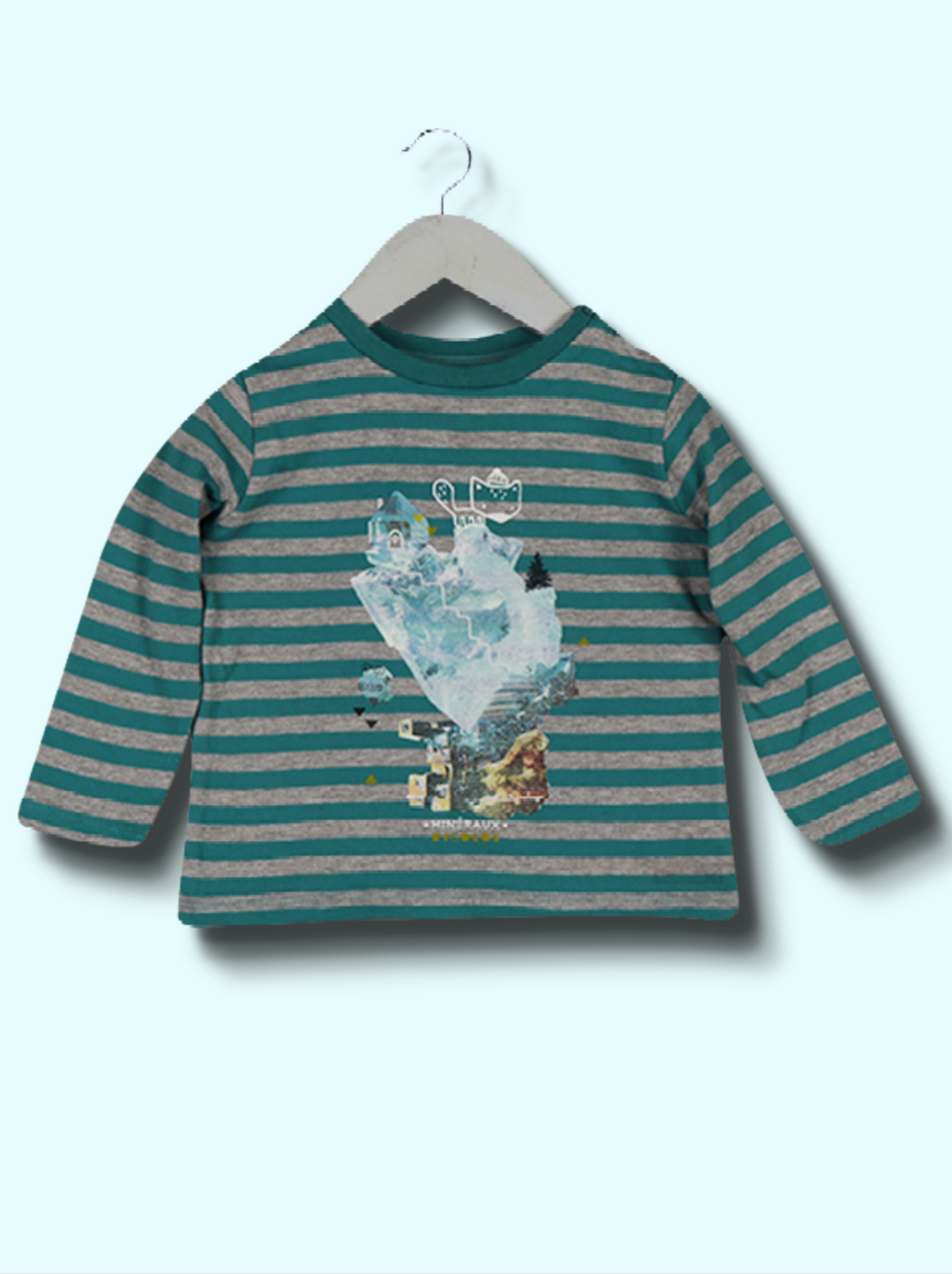 Kids Green Full sleeve Striped Cotton jersey knit T-Shirt