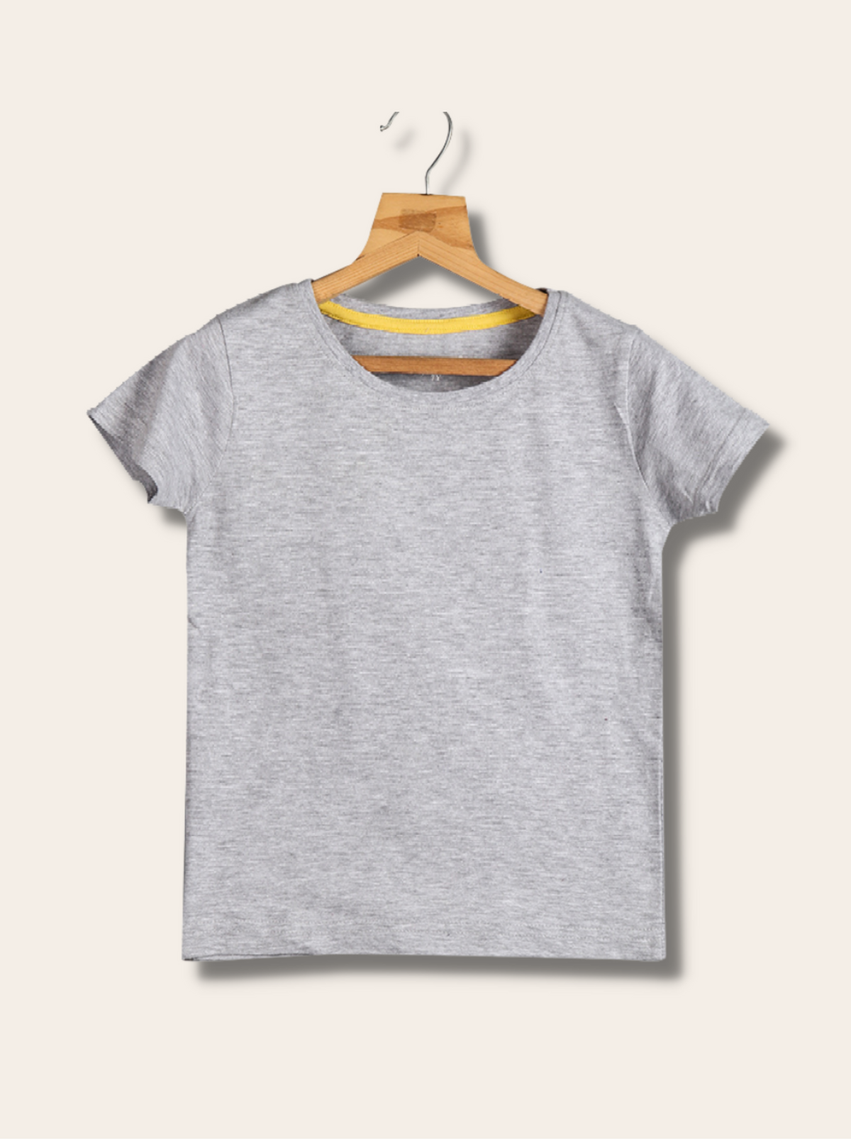 Kids Grey Half sleeve Solid Cotton jersey knit T-Shirt