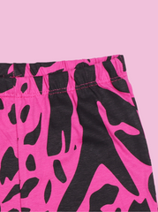 Kids Girls Pink cotton Abstract Printed Shorts