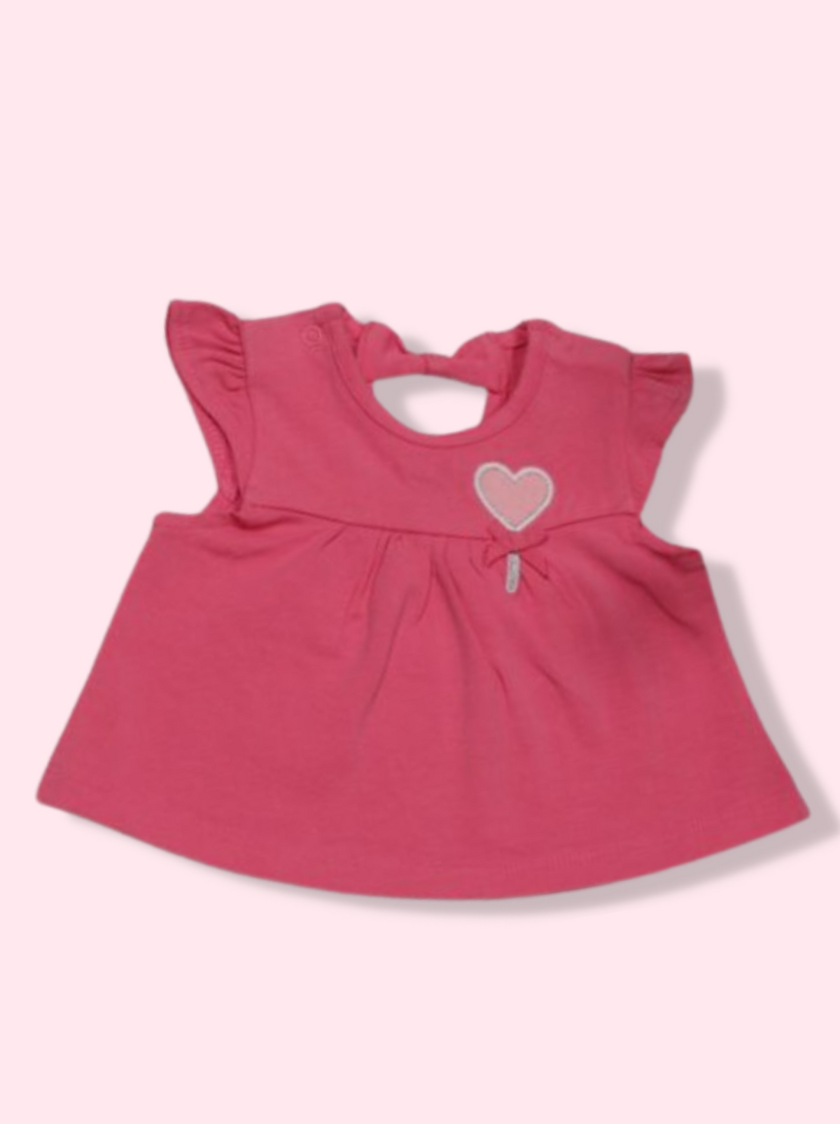 Kids  Pink Cap sleeve Applique, Solid Single Jersey Dress