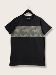 Mens Black Half sleeve Graphic Print Single Jersey T-shirt