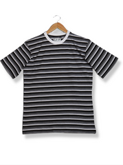 Mens Black Half sleeve Striped Cotton jersey knit T-shirt