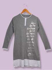 Women Grey Full sleeve Printed Interlock Knit T-Shirt