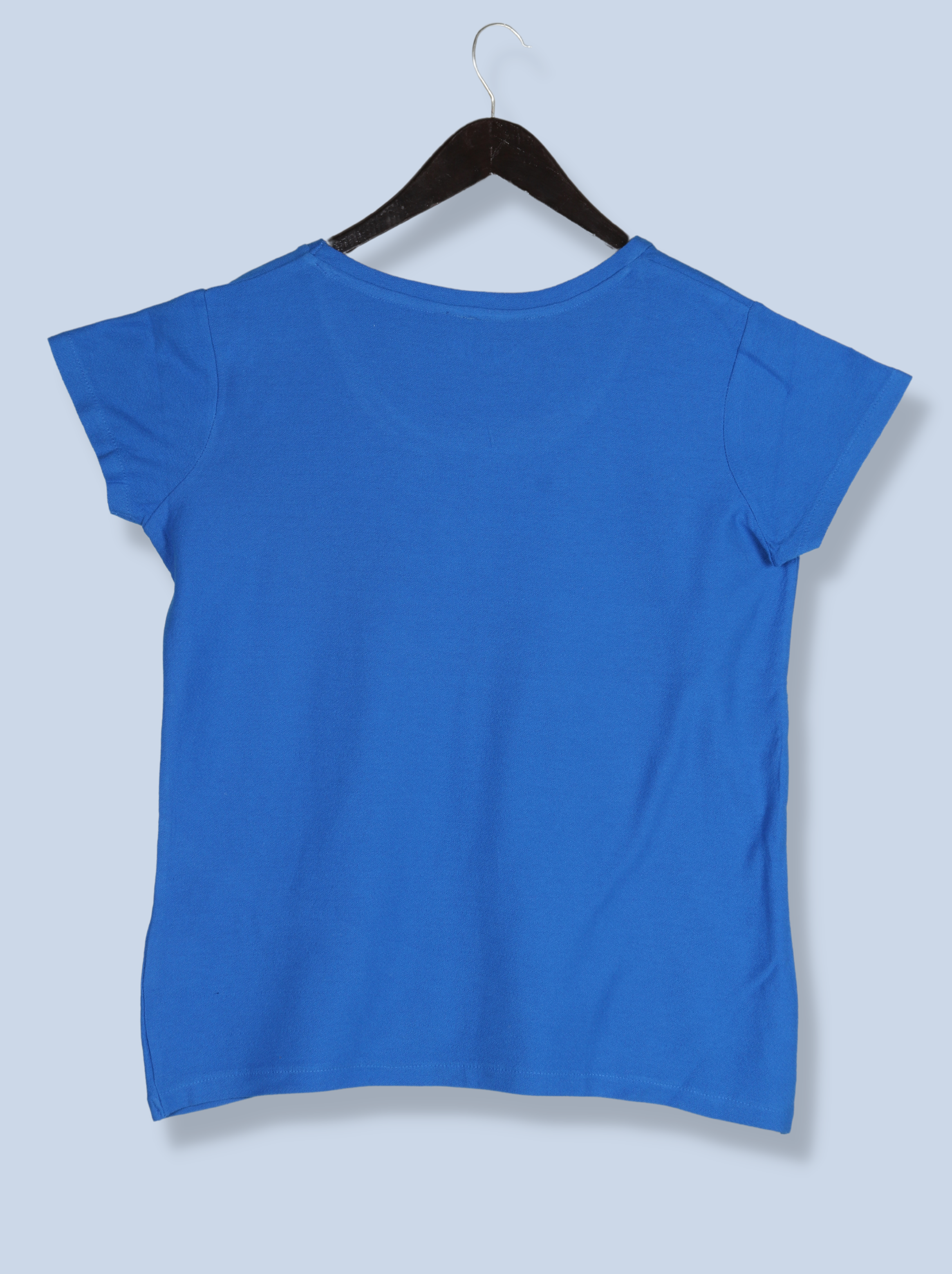 Women Blue Printed Cotton Tshirt