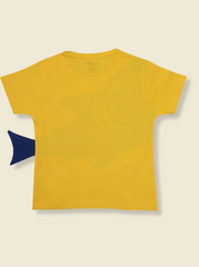 Kids Boys Yellow Half sleeve Shark Theme Printed T-Shirt