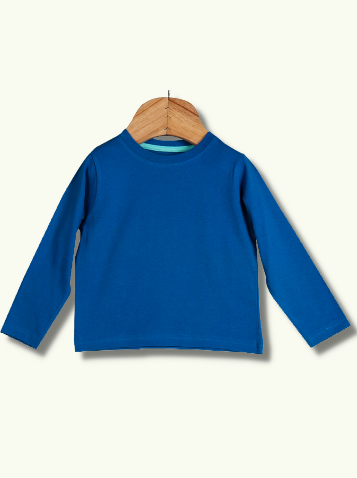 Kids Blue Full sleeve Solid Cotton jersey knit T-Shirt