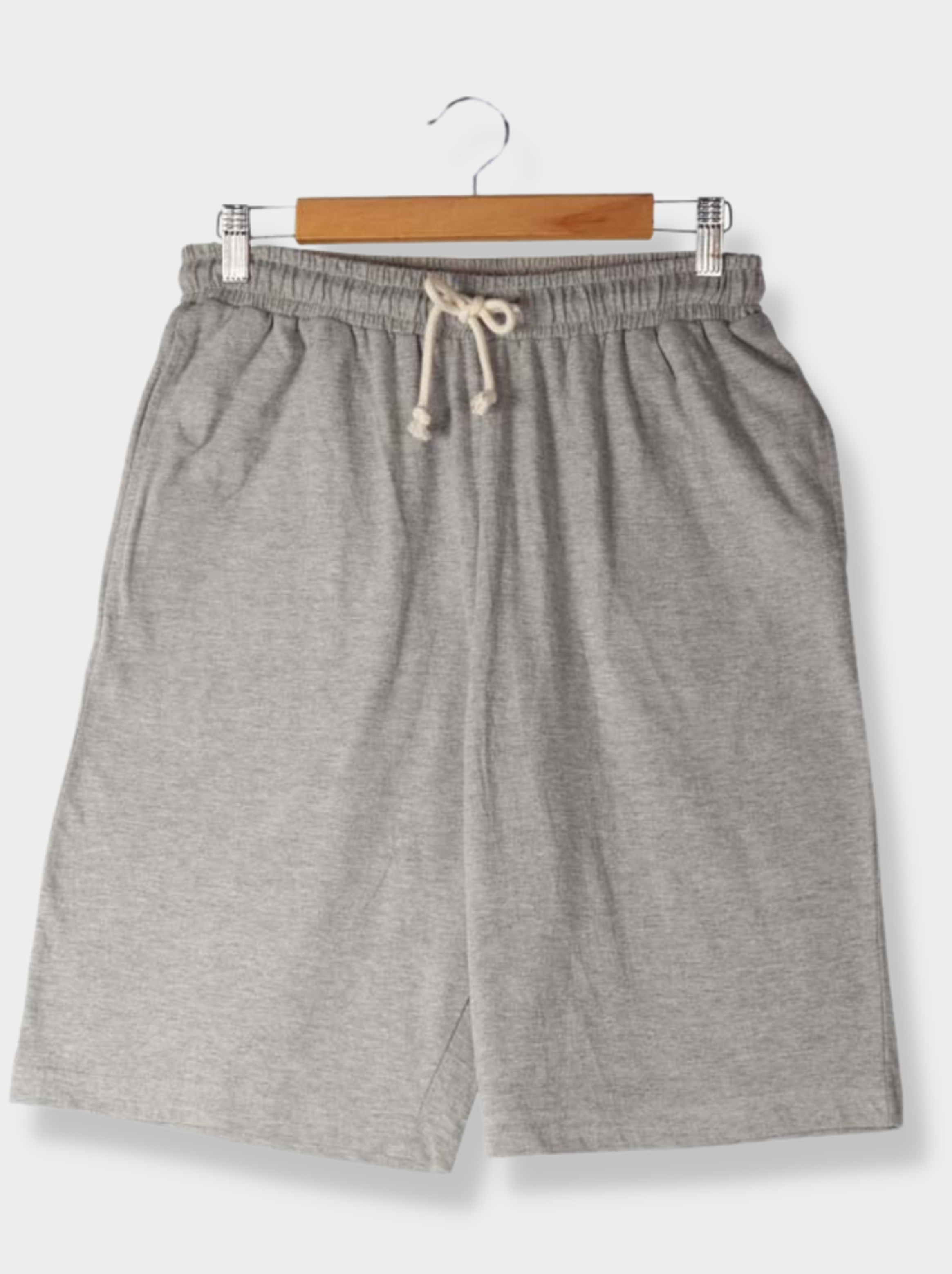 Mens Grey Solid Melange Jersey Shorts