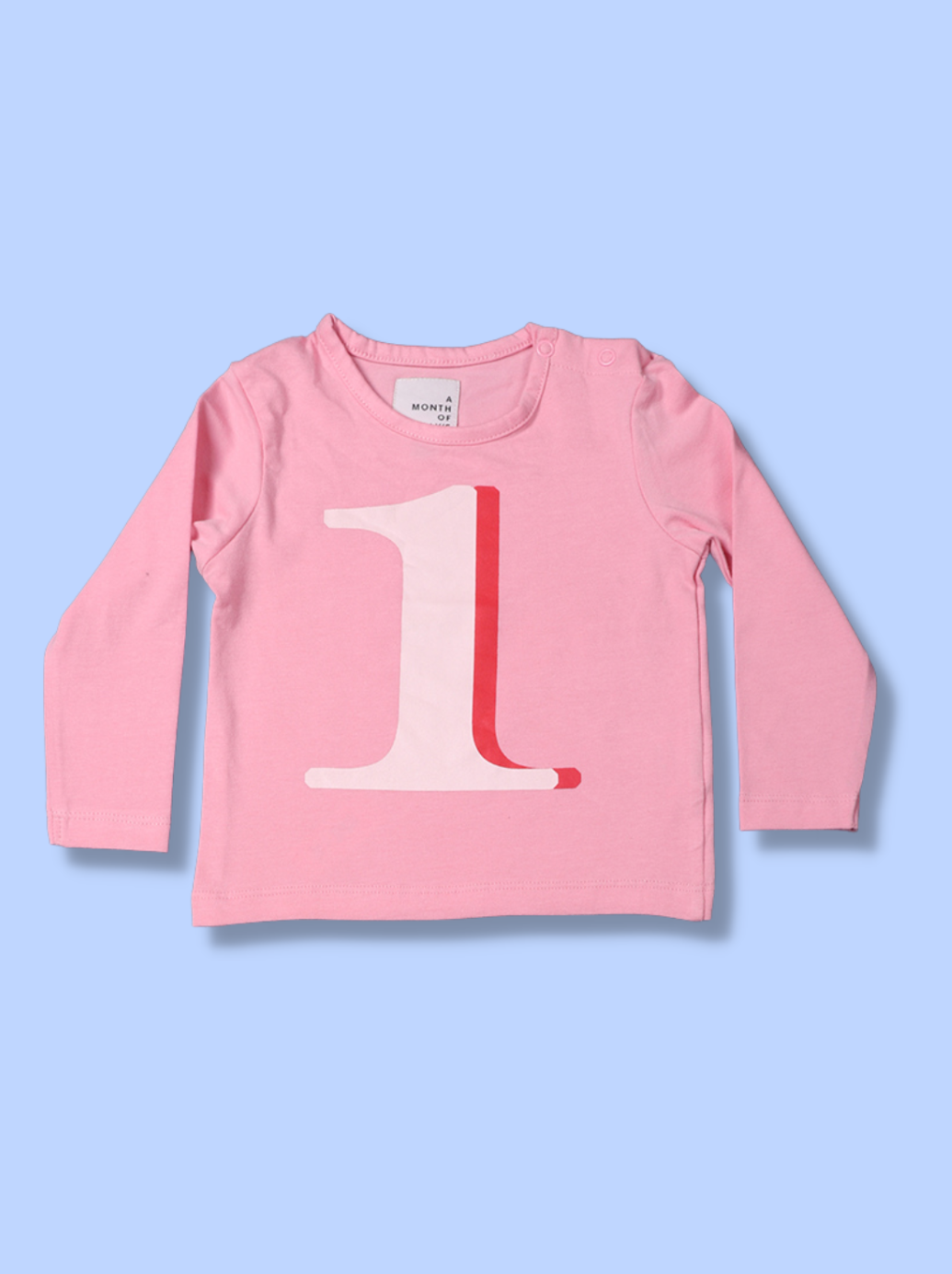 Babies Pink Full sleeve Printed cotton spandex knit T-Shirt
