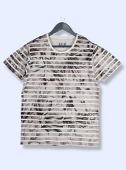 Mens Grey Half sleeve Horizontal Stripes Single Jersey T-shirt
