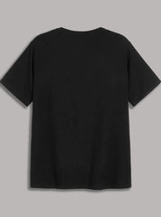 Men Black Printed Cotton Tshirt